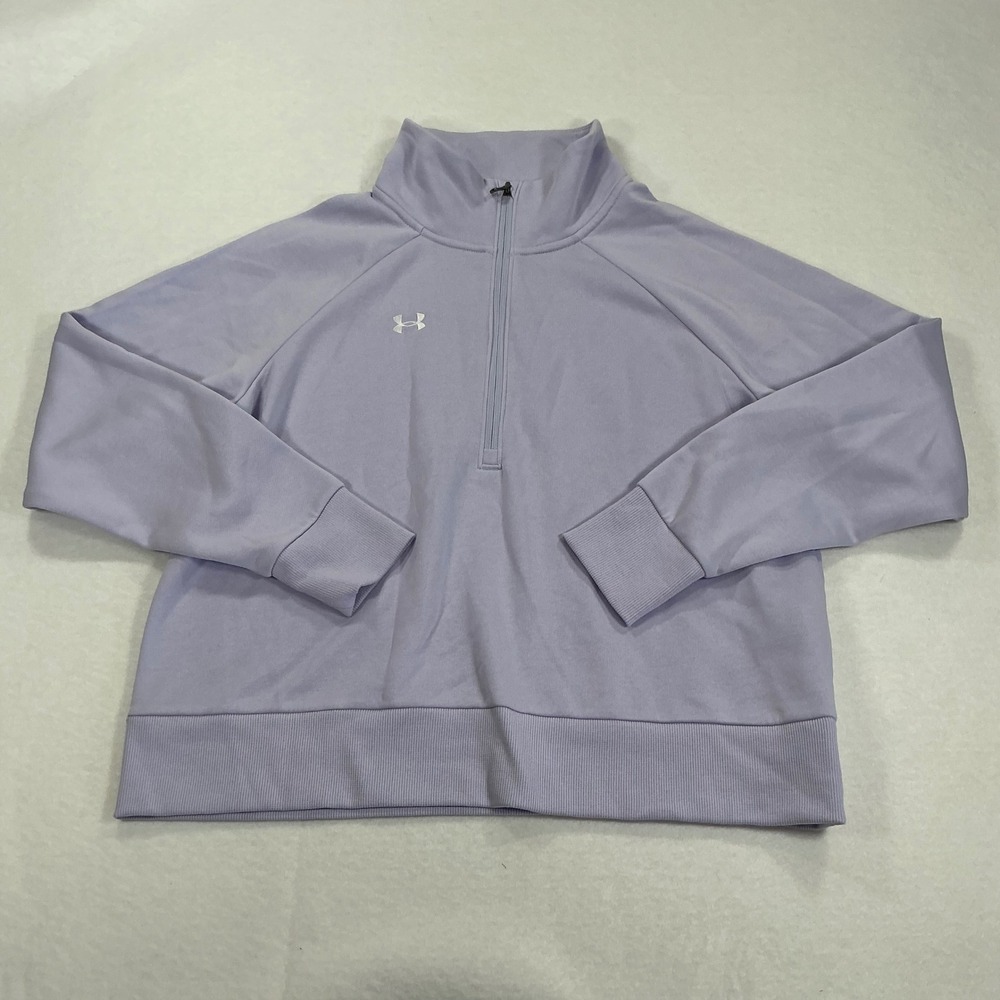 Under Armour Womens Quarter Zip Fleece Sweatshirt Lavender Purple Medium